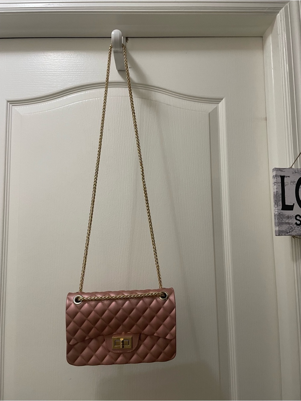 Fashion Nova Rose Quilted Crossbody with Gold Chain